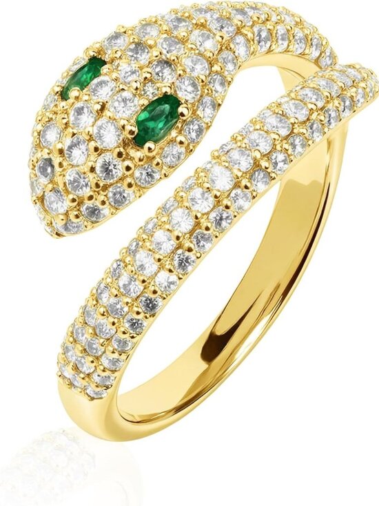 Jewelry - Adjustable 18K Gold Plated Snake Ring for Women, Statement Jewelry with Cubic